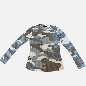 DKNY ribbed long sleeve top camo small